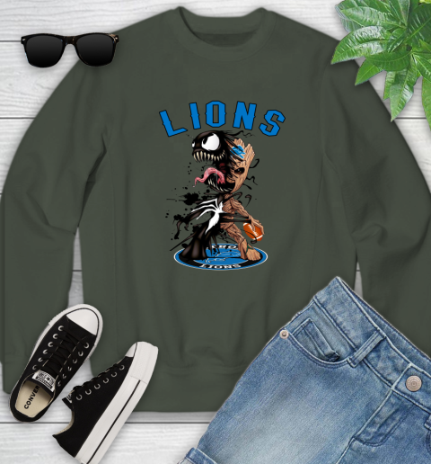 NFL Detroit Lions Football Venom Groot Guardians Of The Galaxy Youth Sweatshirt 10