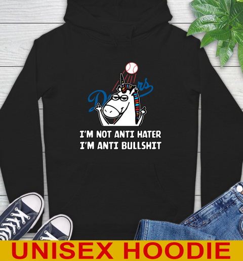 Los Angeles Dodgers MLB Baseball Unicorn I'm Not Anti Hater I'm Anti Bullshit Hoodie 2