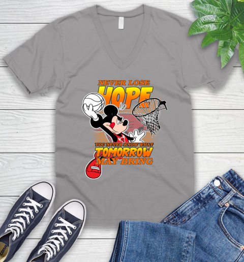 Chicago Bulls NBA Basketball Mickey Disney Never Lose Hope V-Neck T-Shirt 3