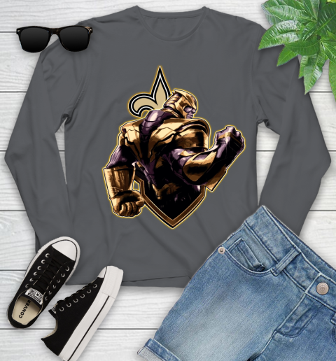 NFL Thanos Avengers Endgame Football Sports New Orleans Saints Youth Long Sleeve 8