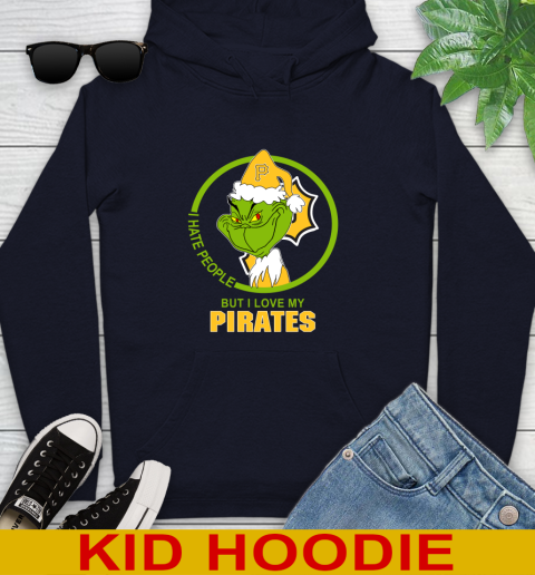 Pittsburgh Pirates MLB Christmas Grinch I Hate People But I Love My Favorite Baseball Team Youth Hoodie 4