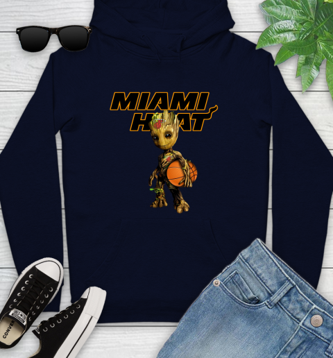Miami Heat NBA Basketball Groot Marvel Guardians Of The Galaxy Youth Hoodie 4