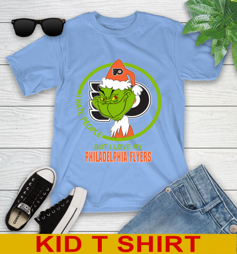 Philadelphia Flyers NHL Christmas Grinch I Hate People But I Love My Favorite Hockey Team Youth T-Shirt 11