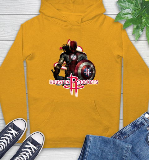 Houston Rockets NBA Basketball Captain America Thor Spider Man Hawkeye Avengers Hoodie 3