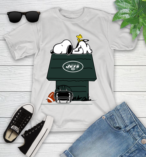 New York Jets NFL Football Snoopy Woodstock The Peanuts Movie Youth T-Shirt