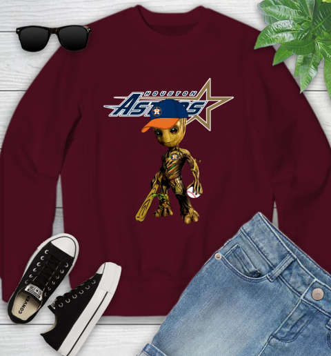 MLB Houston Astros Groot Guardians Of The Galaxy Baseball Youth Sweatshirt 5