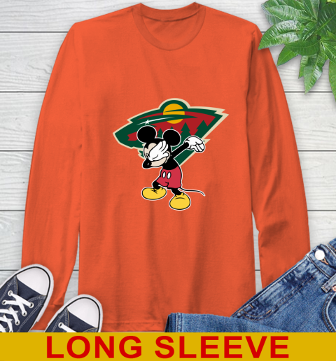Minnesota Wild NHL Hockey Dabbing Mickey Disney Sports Long Sleeve T-Shirt 5