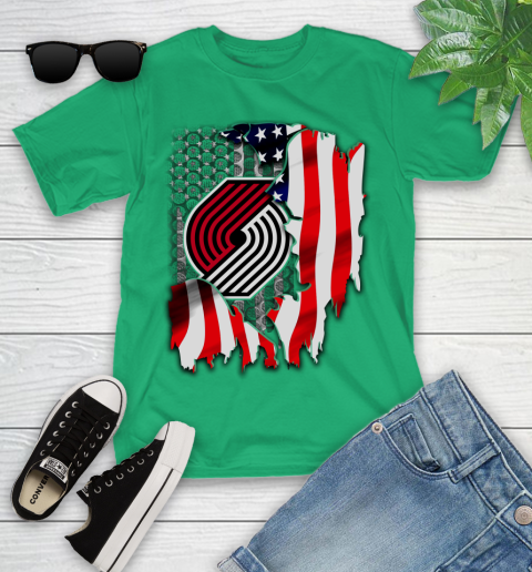 Portland Trail Blazers NBA Basketball American Flag Youth T-Shirt 8