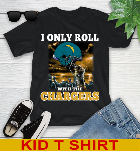 Los Angeles Chargers NFL Football I Only Roll With My Team Sports Youth T-Shirt