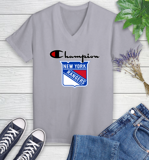 NHL Hockey New York Rangers Champion Shirt Women's V-Neck T-Shirt 2
