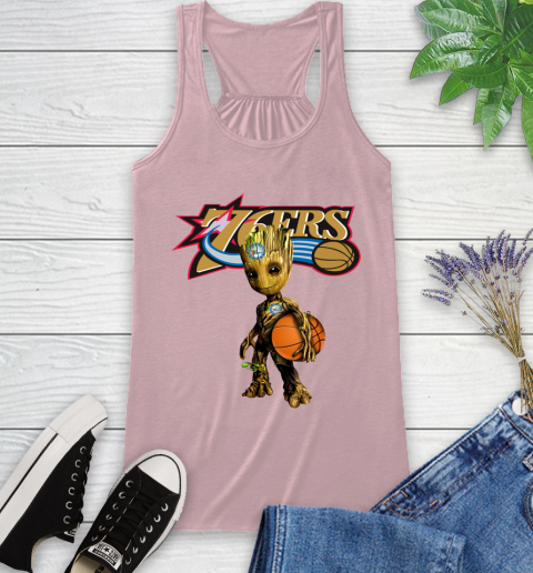 Philadelphia 76ers NBA Basketball Groot Marvel Guardians Of The Galaxy Racerback Tank 11