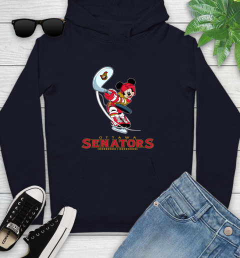 NHL Hockey Ottawa Senators Cheerful Mickey Mouse Shirt Youth Hoodie 4