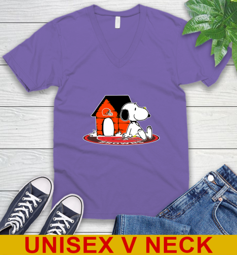 NFL Football Cleveland Browns Snoopy The Peanuts Movie Shirt V-Neck T-Shirt 9