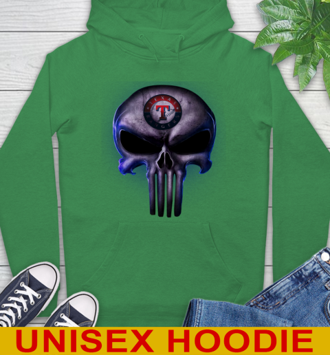 Texas Rangers MLB Baseball Punisher Skull Sports Hoodie - Image 9