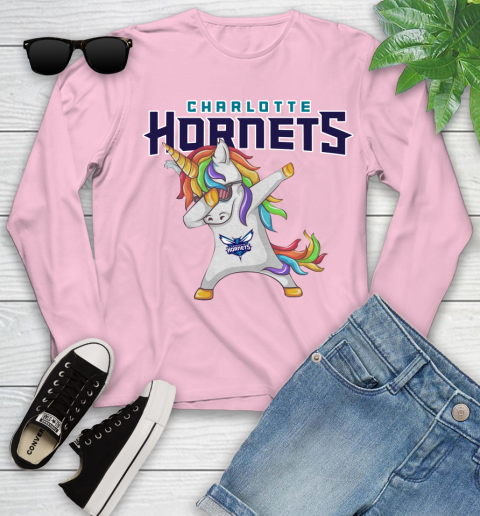 Charlotte Hornets NBA Basketball Funny Unicorn Dabbing Sports Youth Long Sleeve 10