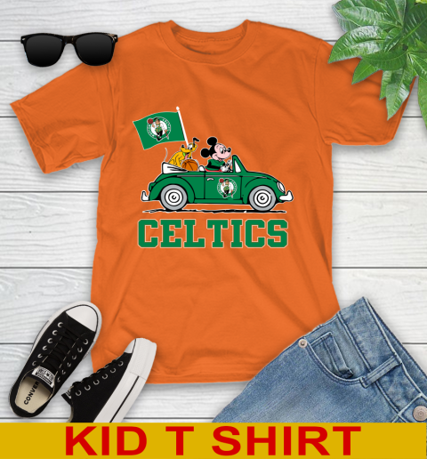 NBA Basketball Boston Celtics Pluto Mickey Driving Disney Shirt Youth T-Shirt 7