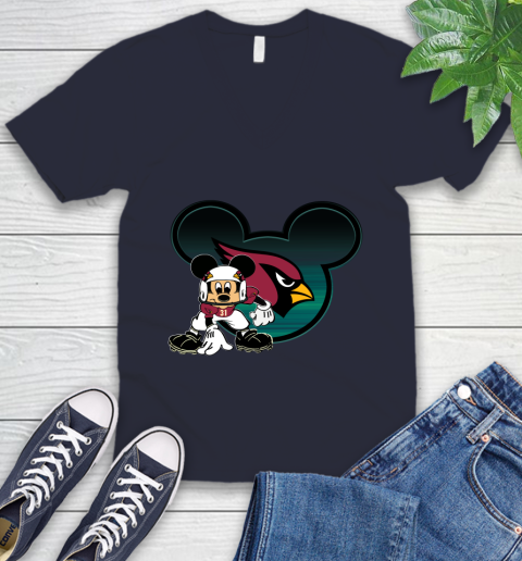 NFL Arizona Cardinals Mickey Mouse Disney Football T Shirt V-Neck T-Shirt 3