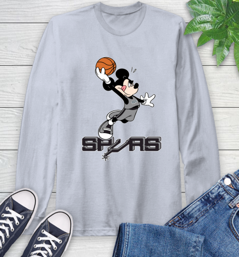 NBA Basketball San Antonio Spurs Cheerful Mickey Mouse Shirt Long Sleeve T-Shirt 6
