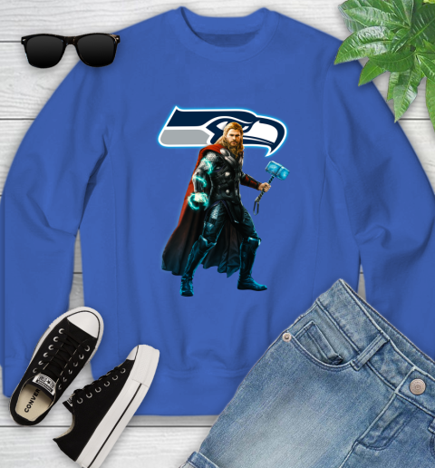 NFL Thor Avengers Endgame Football Seattle Seahawks Youth Sweatshirt 8