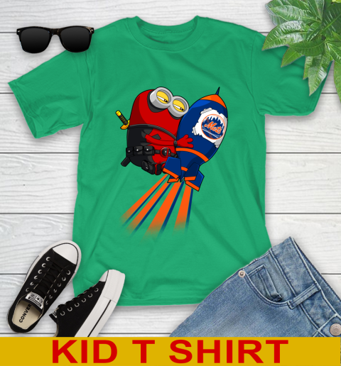 MLB Baseball New York Mets Deadpool Minion Marvel Shirt Youth T-Shirt 7