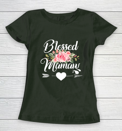 Blessed Mamaw Thanksgiving Christmas Floral Gift For Grandma Women's T-Shirt 4