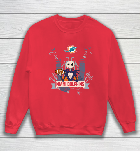 NFL Miami Dolphins Football Jack Skellington Halloween Sweatshirt 7