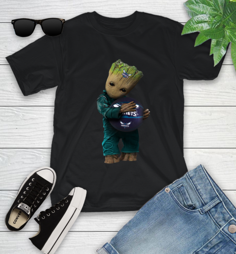 NBA Groot Guardians Of The Galaxy Basketball Sports Charlotte Hornets Youth T-Shirt 2