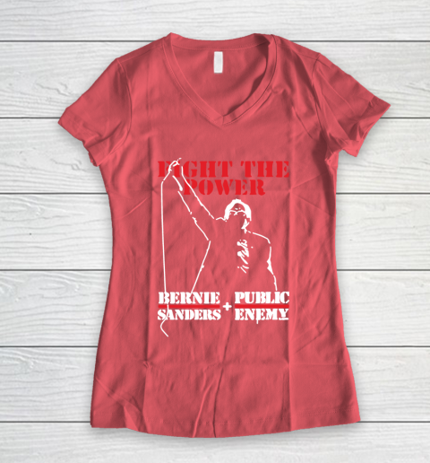 Fight The Power Bernie Sanders Public Enemy Women's V-Neck T-Shirt 4