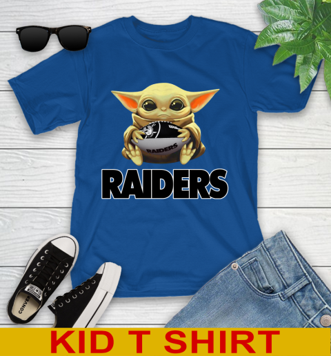 NFL Football Oakland Raiders Baby Yoda Star Wars Shirt Youth T-Shirt 9