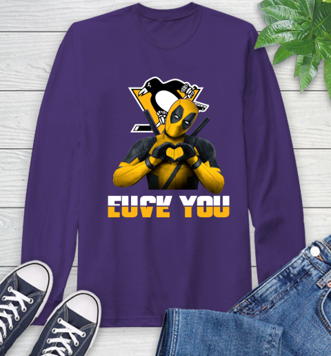 NHL Pittsburgh Penguins Deadpool Love You Fuck You Hockey Sports Long Sleeve T-Shirt 5