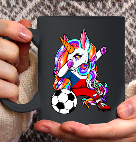 Dabbing Unicorn Czech Republic Soccer Fans Jersey Football Ceramic Mug 11oz