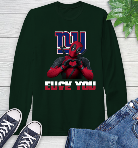 NHL New York Giants Deadpool Love You Fuck You Football Sports Long Sleeve T-Shirt 7