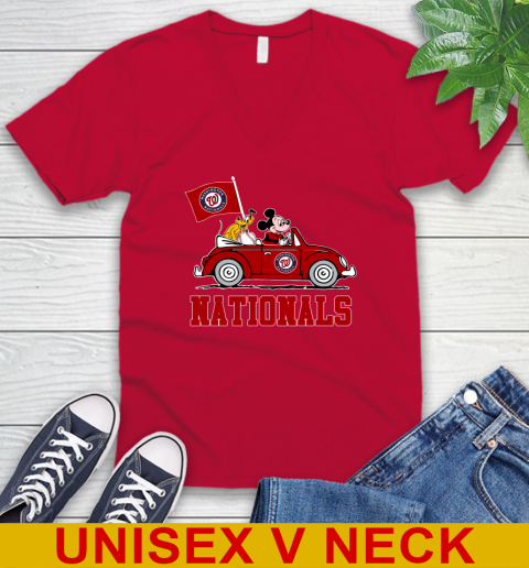 MLB Baseball Washington Nationals Pluto Mickey Driving Disney Shirt V-Neck T-Shirt 7