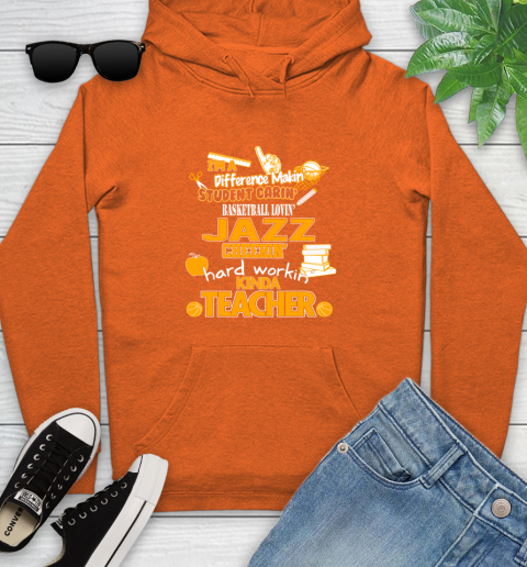 Utah Jazz NBA I'm A Difference Making Student Caring Basketball Loving Kinda Teacher Youth Hoodie 4
