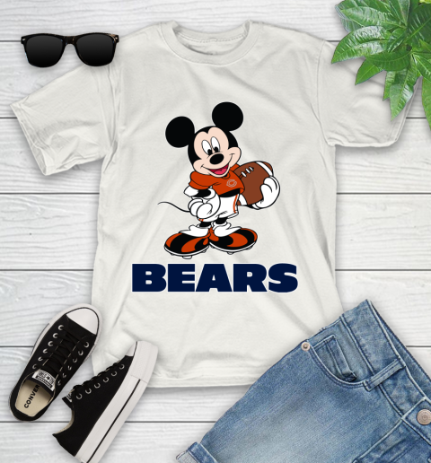 NFL Football Chicago Bears Cheerful Mickey Mouse Shirt Youth T-Shirt 2