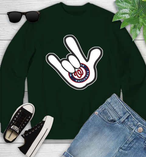 Washington Nationals MLB Baseball Mickey Rock Hand Disney Youth Sweatshirt 10