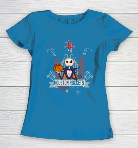 NBA Houston Rockets Basketball Jack Skellington Halloween Women's T-Shirt 6