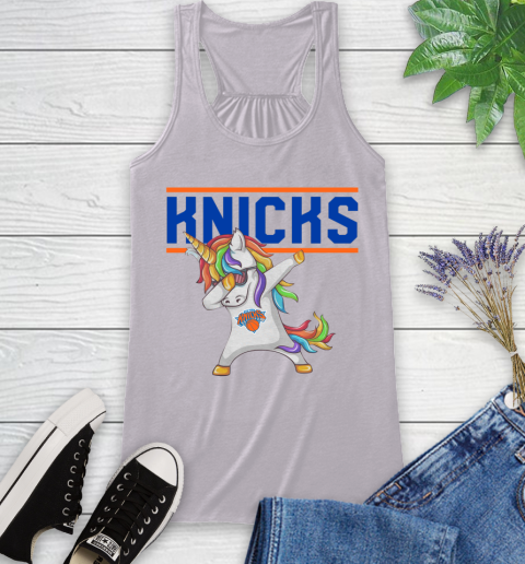 New York Knicks NBA Basketball Funny Unicorn Dabbing Sports Racerback Tank 5
