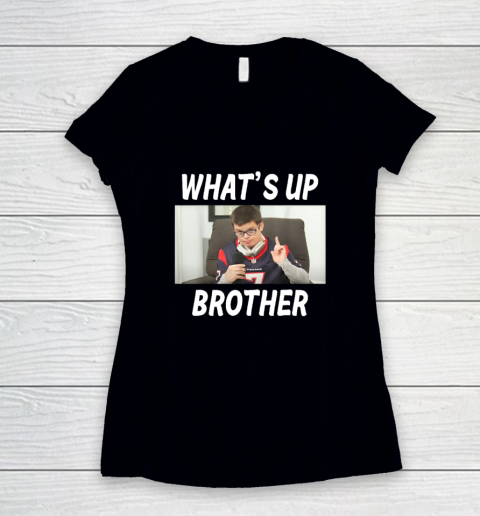 Sketch Streamer Whats Up Brother Women's V-Neck T-Shirt