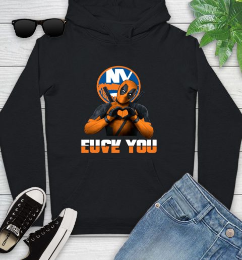 NHL New York Islanders Deadpool Love You Fuck You Hockey Sports Youth Hoodie