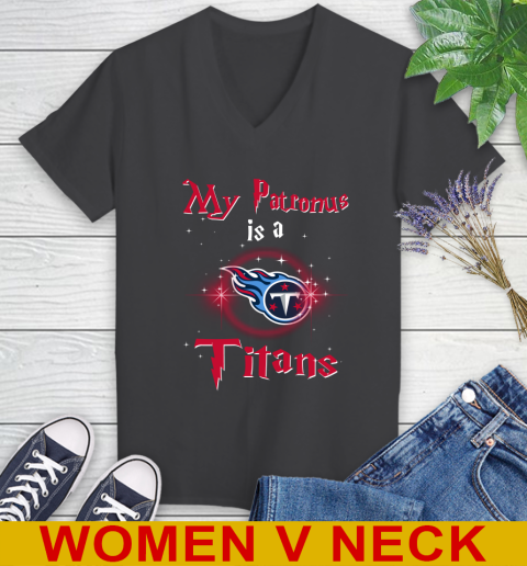 NFL Football Harry Potter My Patronus Is A Tennessee Titans Women's V-Neck T-Shirt 8