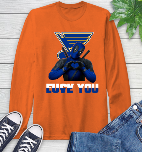 NHL St.Louis Blues Deadpool Love You Fuck You Hockey Sports Long Sleeve T-Shirt 16
