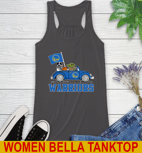 NBA Basketball Golden State Warriors Darth Vader Baby Yoda Driving Star Wars Shirt Racerback Tank 12