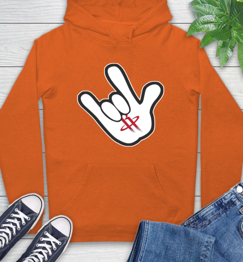 Houston Rockets NBA Basketball Mickey Rock Hand Disney Hoodie 5