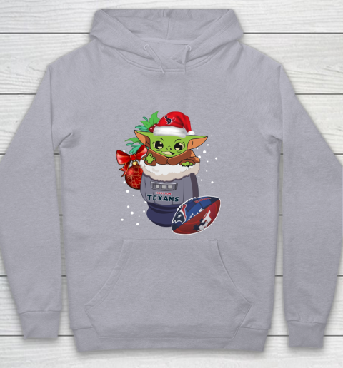 Houston Texans Christmas Baby Yoda Star Wars Funny Happy NFL Youth Hoodie 5