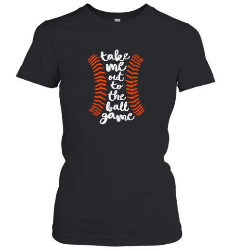 Take Me Out Ball Game Shirt Baseball Song Orange Black Blue Women's T-Shirt