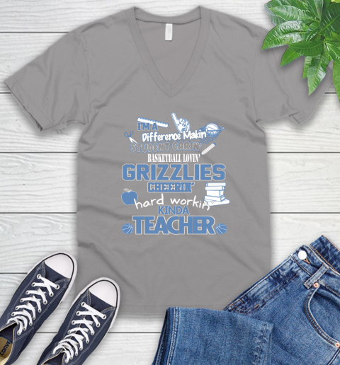 Memphis Grizzlies NBA I'm A Difference Making Student Caring Basketball Loving Kinda Teacher V-Neck T-Shirt 3