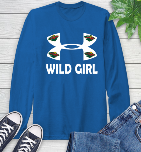 NHL Minnesota Wild Girl Under Armour Hockey Sports Long Sleeve T-Shirt 10