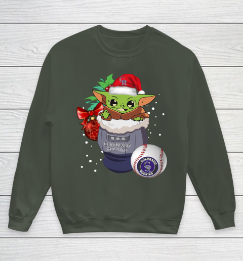 Colorado Rockies Christmas Baby Yoda Star Wars Funny Happy MLB Youth Sweatshirt 10