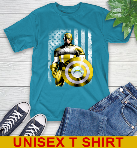 Los Angeles Chargers NFL Football Captain America Marvel Avengers American Flag Shirt T-Shirt 9